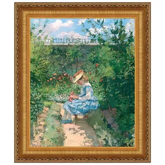 Jeanne in the Garden, Pontoise Framed Canvas Replica Painting: Small