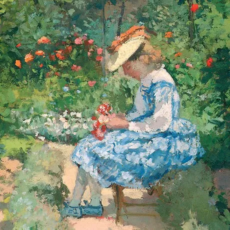 Jeanne in the Garden, Pontoise Framed Canvas Replica Painting: Medium