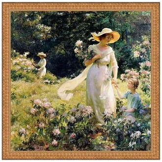 Among the Laurel Blossoms Framed Canvas Replica Painting: Large