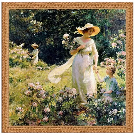 Among the Laurel Blossoms Framed Canvas Replica Painting: Grande