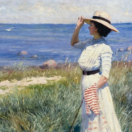 Looking Out to Sea Framed Canvas Replica Painting: Grande
