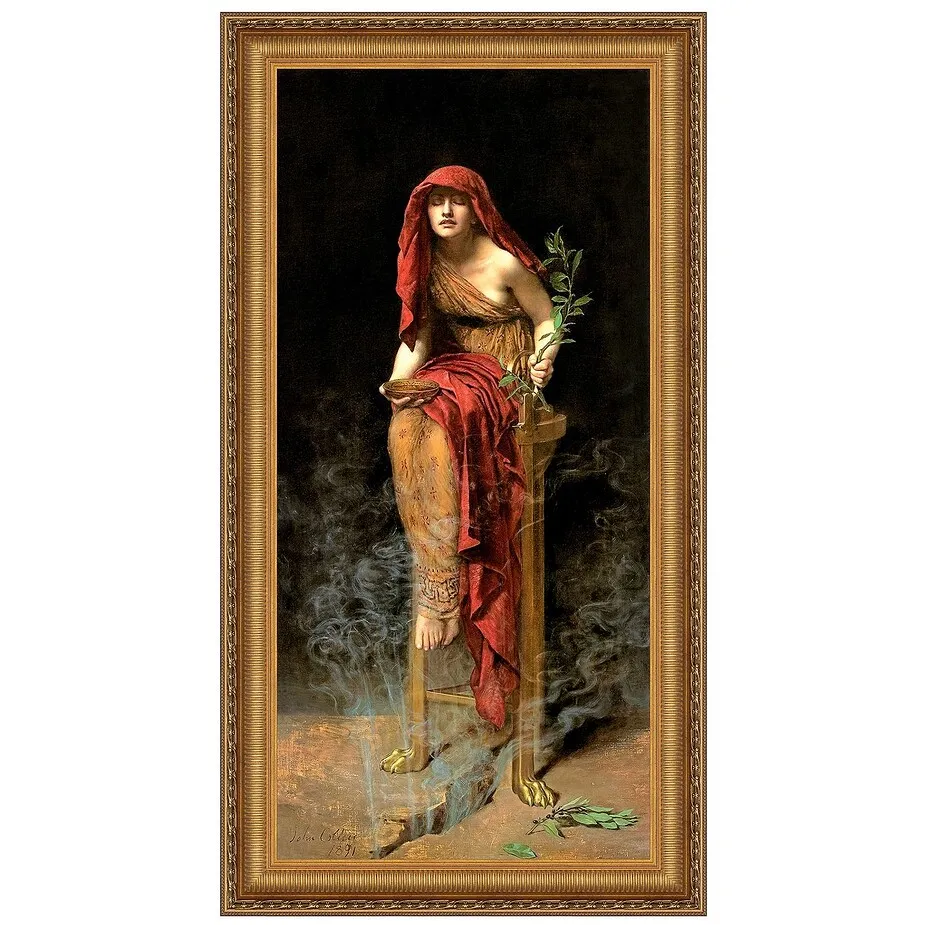 The Priestess of Delphi Framed Canvas Replica Painting: Small