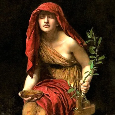 The Priestess of Delphi Framed Canvas Replica Painting: Medium
