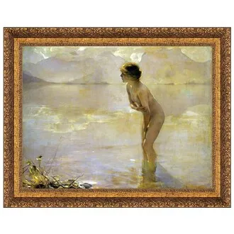 September Morn Framed Canvas Replica Painting: Small