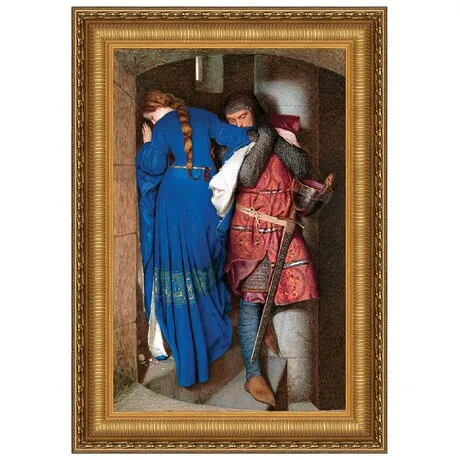 The Meeting on the Turret Stairs Framed Canvas Replica Painting: Small