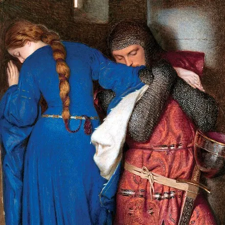 The Meeting on the Turret Stairs Framed Canvas Replica Painting: Grande