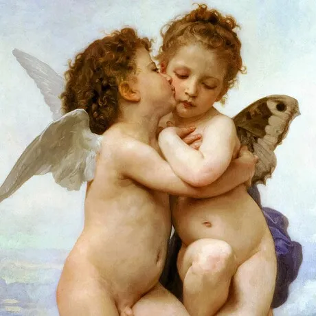 The First Kiss Framed Canvas Replica Painting: Medium