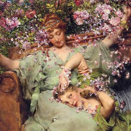 In a Rose Garden Framed Canvas Replica Painting: Grande