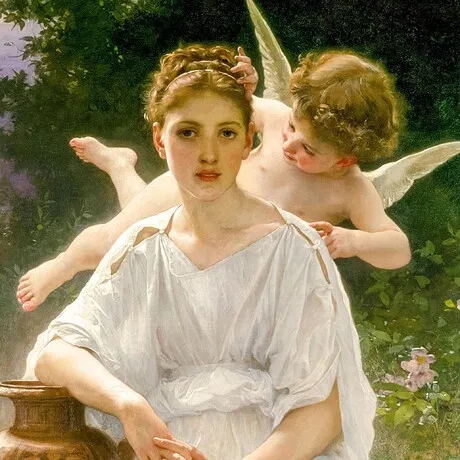 Whisperings of Love Framed Canvas Replica Painting: Large