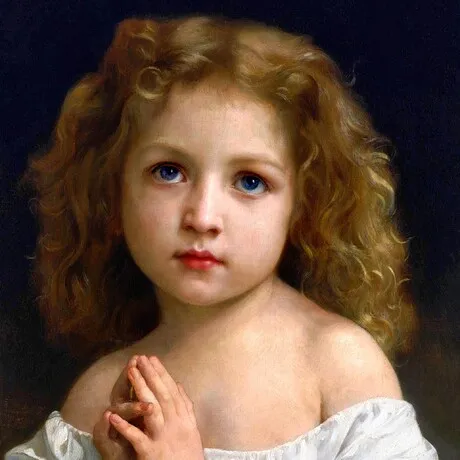 Little Girl Framed Canvas Replica Painting: Medium