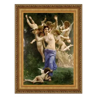 Invading Cupid's Realm Framed Canvas Replica Painting: Small