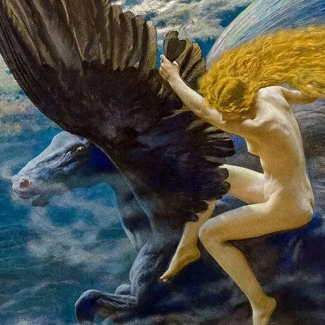 Dream Idyll (A Valkyrie) Framed Canvas Replica Painting: Medium