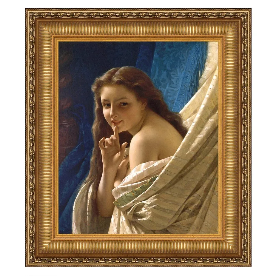 Portrait of a Young Woman Framed Canvas Replica Painting: Large