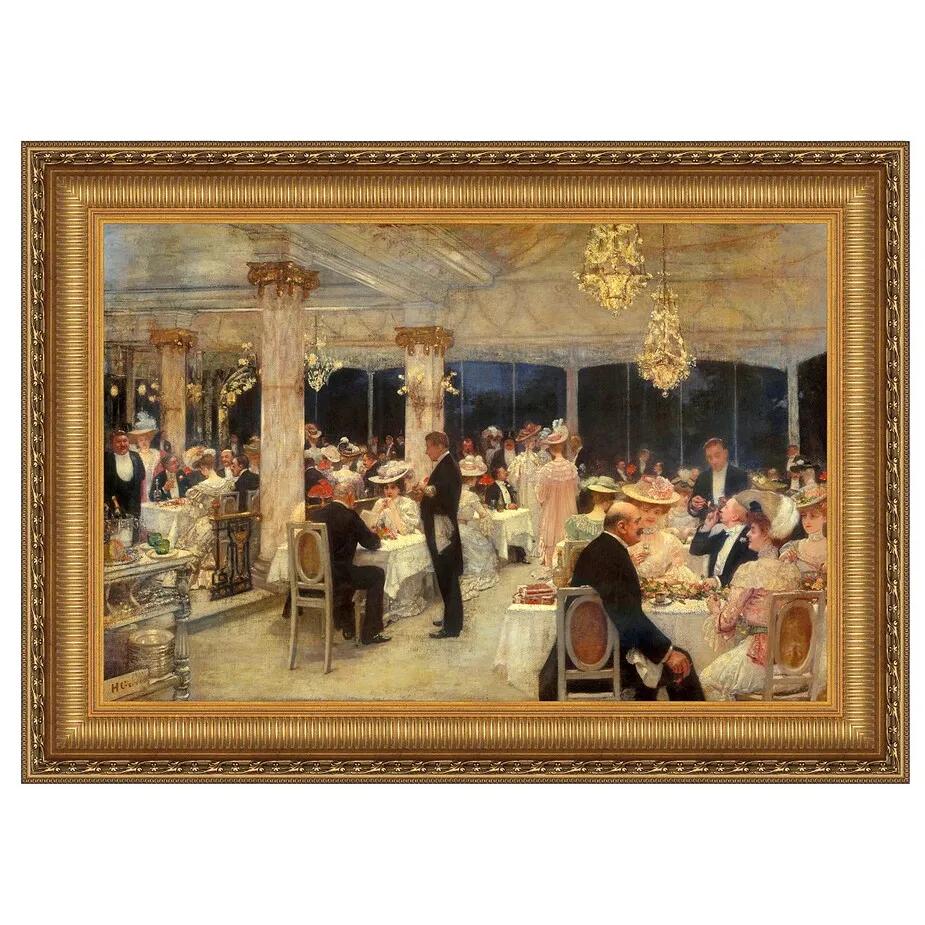 An Evening of Prizes at the Armenonville Pavilion Framed Canvas Replica Painting: Large