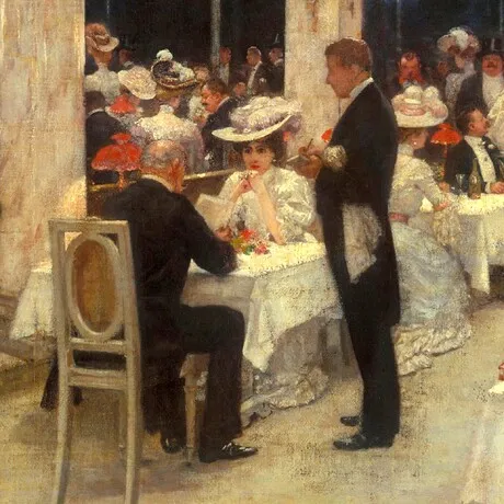 An Evening of Prizes at the Armenonville Pavilion Framed Canvas Replica Painting: Grande