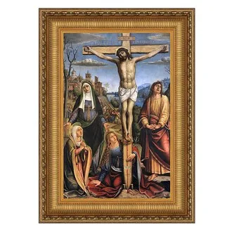 Christ on the Cross and the Three Marys Framed Canvas Replica Painting: Grande