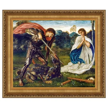 The Fight: Saint George Kills the Dragon VI Framed Canvas Replica Painting: Small