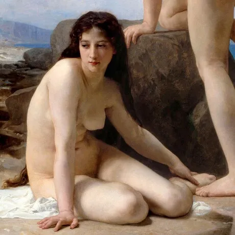 The Bathers Framed Canvas Replica Painting: Large