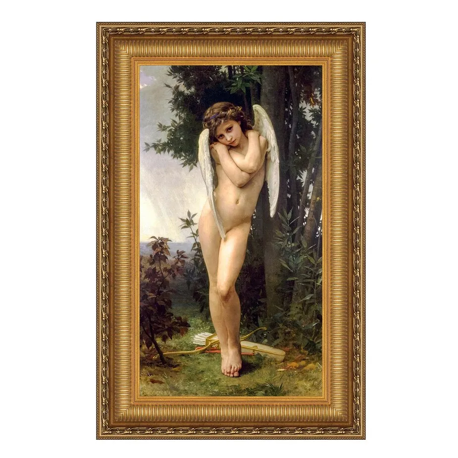 L'amour Mouille Cupid Framed Canvas Replica Painting: Small