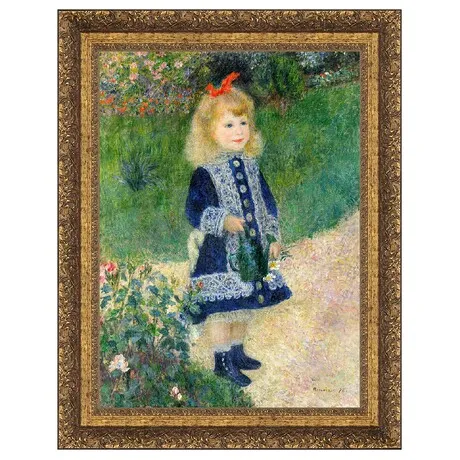 A Girl with a Watering Can Framed Canvas Replica Painting: Small