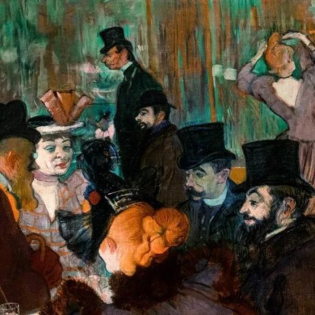 At the Moulin Rouge Framed Canvas Replica Painting: Large