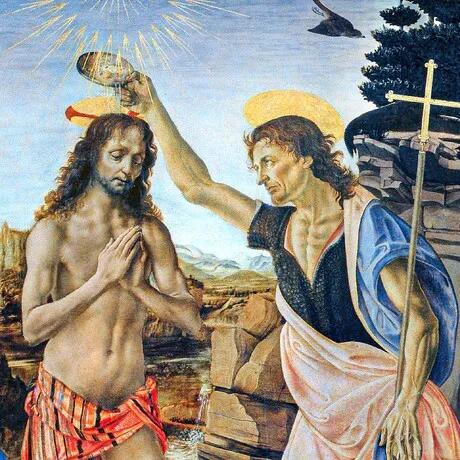 Baptism of Christ Framed Canvas Replica Painting: Large