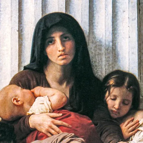 Charity (The Indigent Family) Framed Canvas Replica Painting: Small
