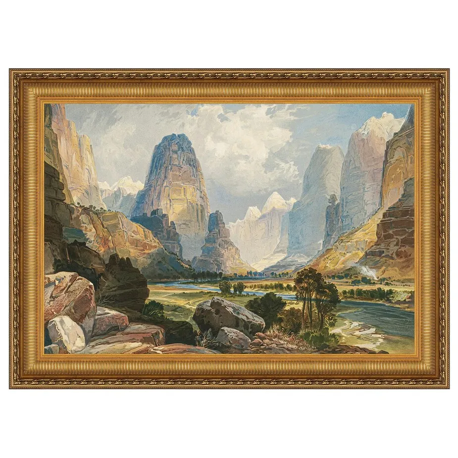 Valley of Babbling Waters Utah Framed Canvas Replica Painting: Medium