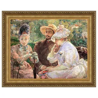 On The Terrace at Sevres Framed Canvas Replica Painting: Small