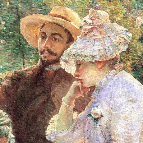 On The Terrace at Sevres Framed Canvas Replica Painting: Grande