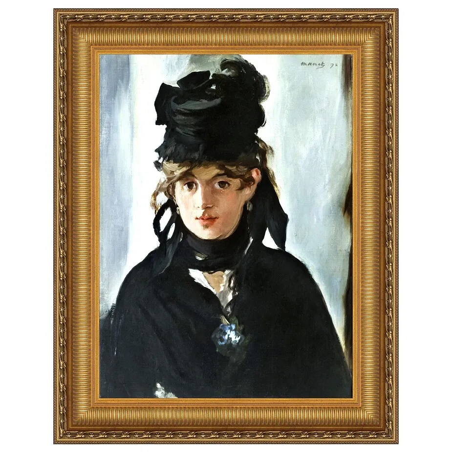 Berthe Morisot with a Bouquet of Violets Framed Canvas Replica Painting: Medium