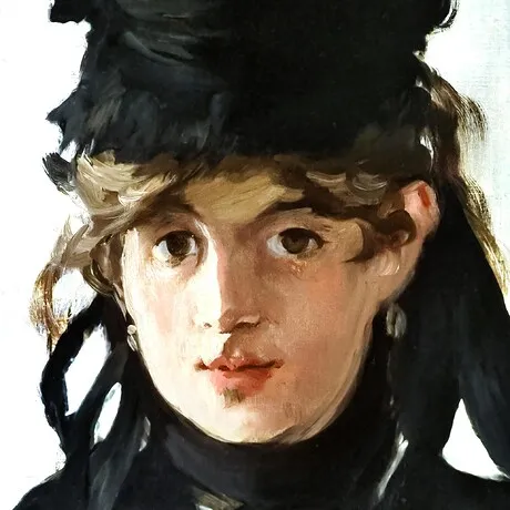 Berthe Morisot with a Bouquet of Violets Framed Canvas Replica Painting: Grande