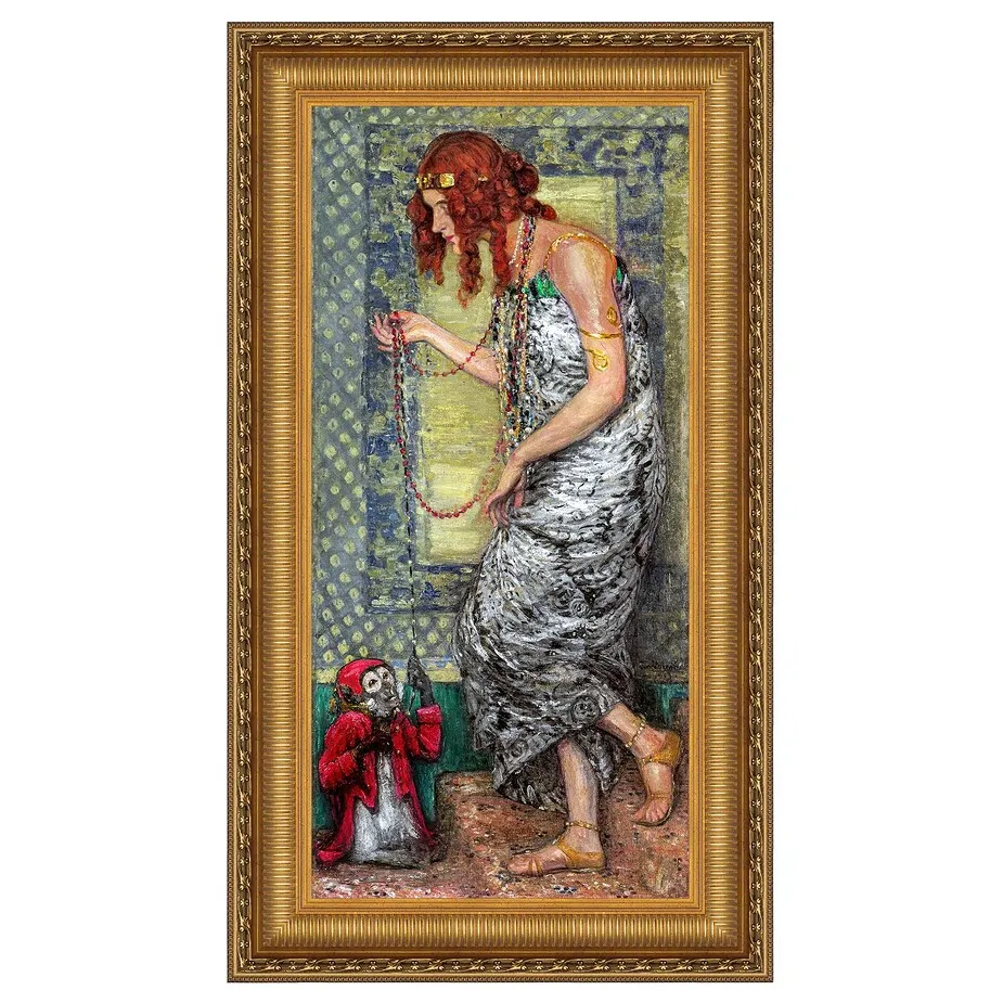 Princess with a Monkey Framed Canvas Replica Painting: Small