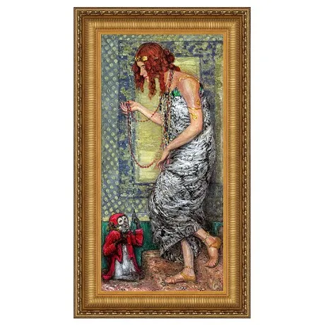 Princess with a Monkey Framed Canvas Replica Painting: Medium