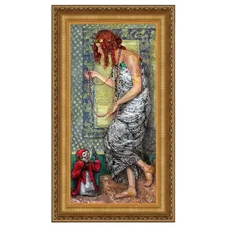 Princess with a Monkey Framed Canvas Replica Painting: Large