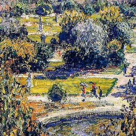 View of the Tuileries Garden Framed Canvas Replica Painting: Small