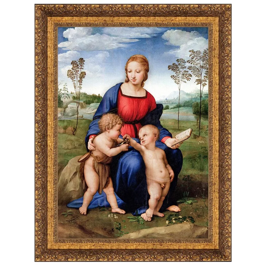 Madonna of the Goldfinch Framed Canvas Replica Painting: Large