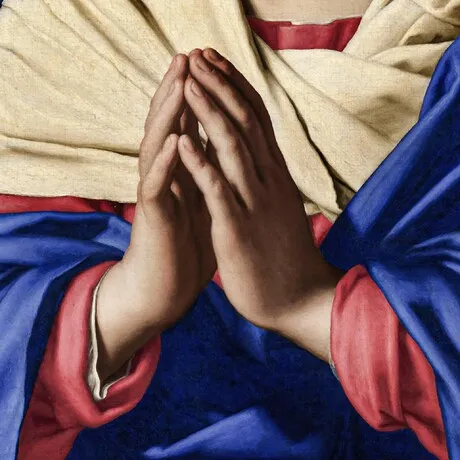 Virgin in Prayer Framed Canvas Replica Painting: Small