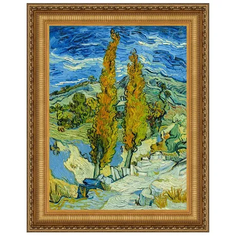 Two Poplars in the Alpilles Framed Canvas Replica Painting: Medium