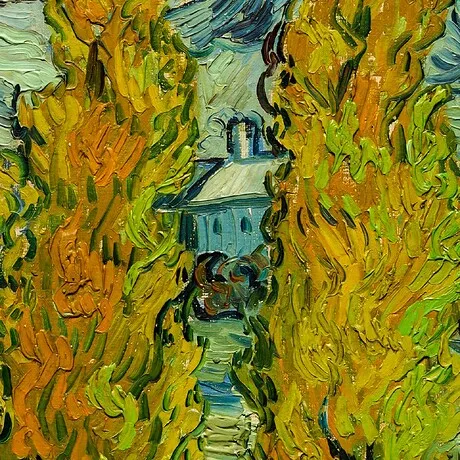 Two Poplars in the Alpilles Framed Canvas Replica Painting: Large