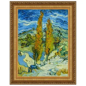 Two Poplars in the Alpilles Framed Canvas Replica Painting: Large