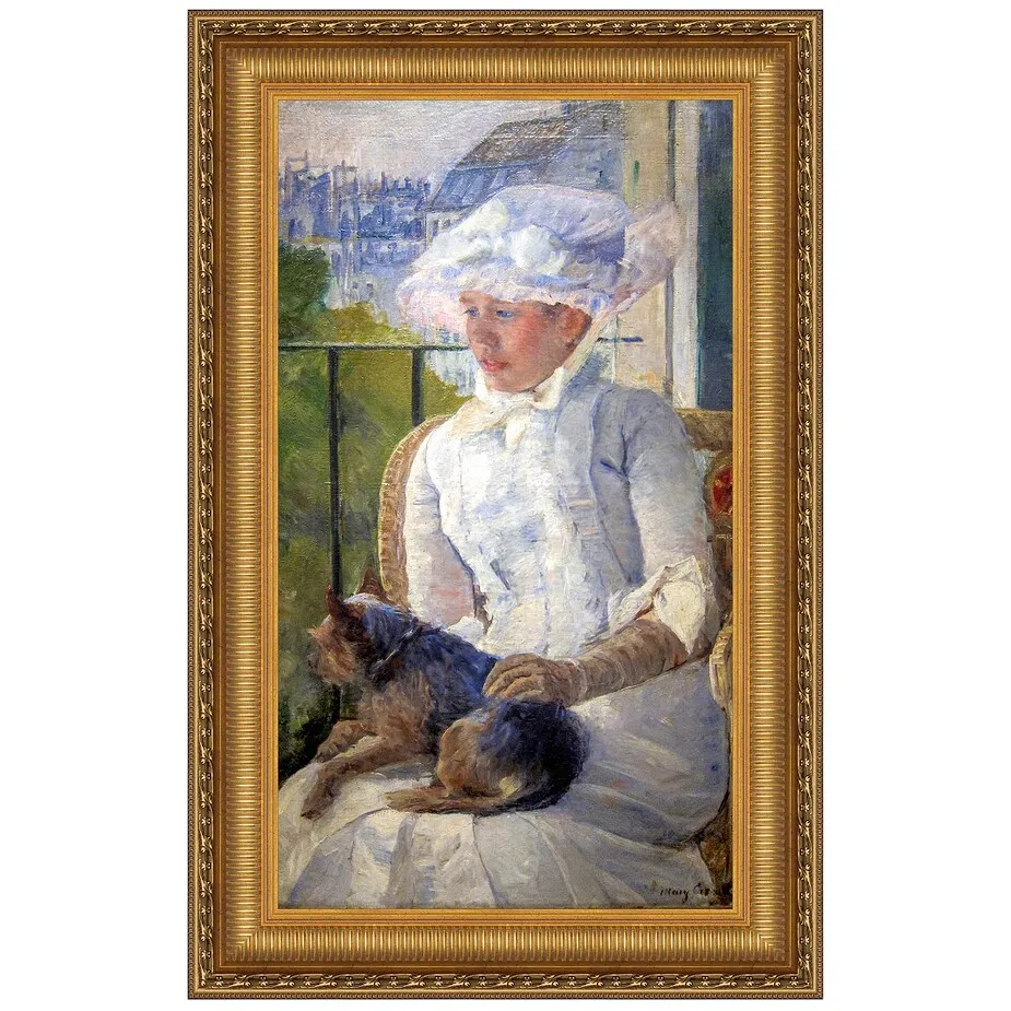 Young Girl at Window Framed Canvas Replica Painting: Small