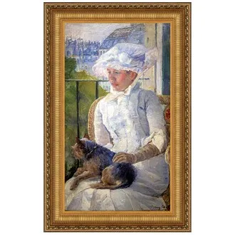 Young Girl at Window Framed Canvas Replica Painting: Grande