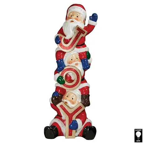 The Christmas Crew Stacked Santa's Illuminated Holiday Sculpture
