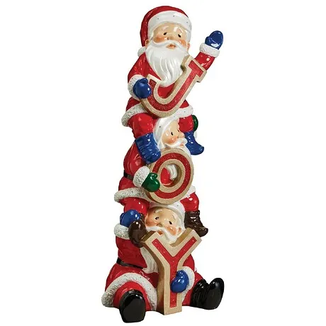The Christmas Crew Stacked Santa's Illuminated Holiday Sculpture