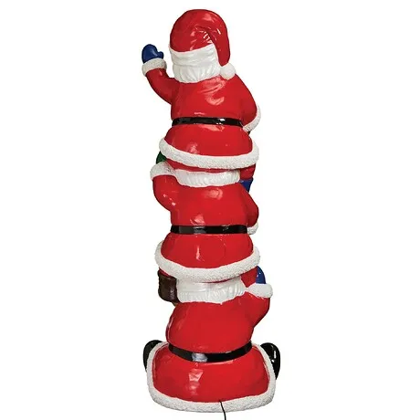 The Christmas Crew Stacked Santa's Illuminated Holiday Sculpture