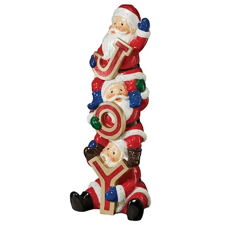 The Christmas Crew Stacked Santa's Illuminated Holiday Sculpture