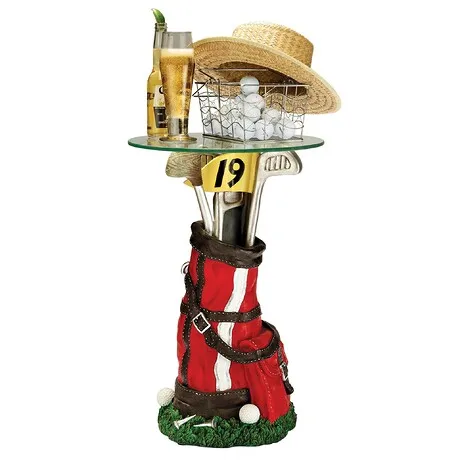 On Par Golf Bag Sculptural Glass-Topped Table