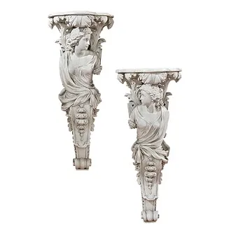 French Baroque Caryatid Wall Sculptures: Set of Two