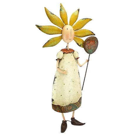 Flower Children Metal Garden Statue: Girl
